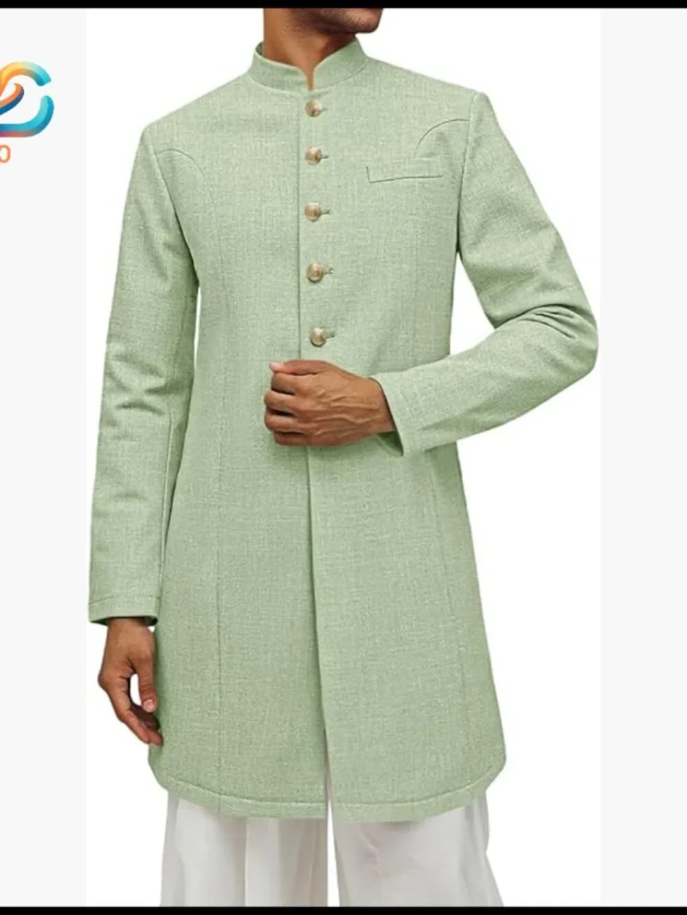 Men's Kurta Coat Mandarin Collar Ethnic Attire Wedding Party Casual